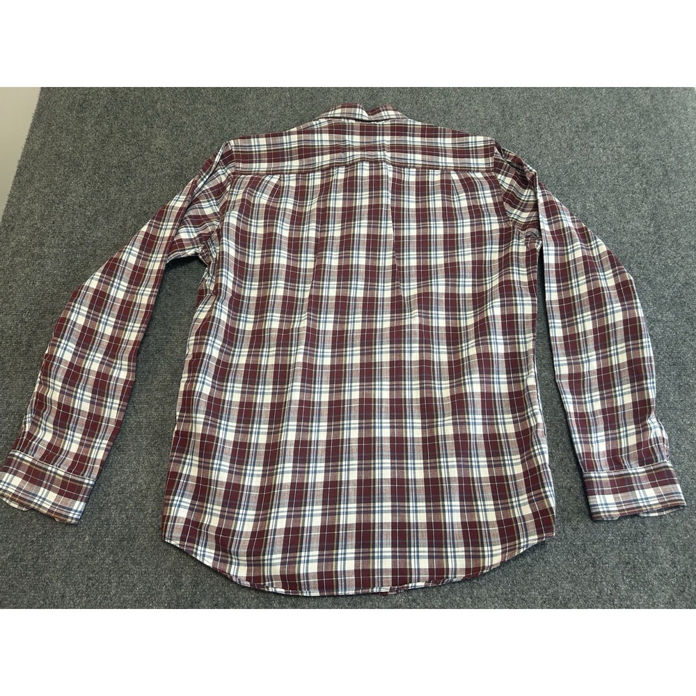 LL Bean Shirt Mens Medium Long Sleeve Button Down Slightly Fitted Plaid blue_red